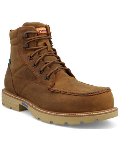 Twisted X Men's 6" Lace-Up Work Boots - Composite Toe, Tan, hi-res