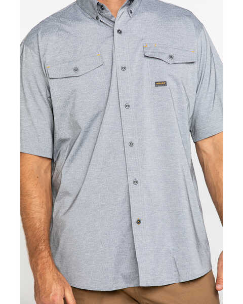 Image #4 - Ariat Men's Grey Rebar Made Tough Durastretch Vent Short Sleeve Work Shirt , Heather Grey, hi-res