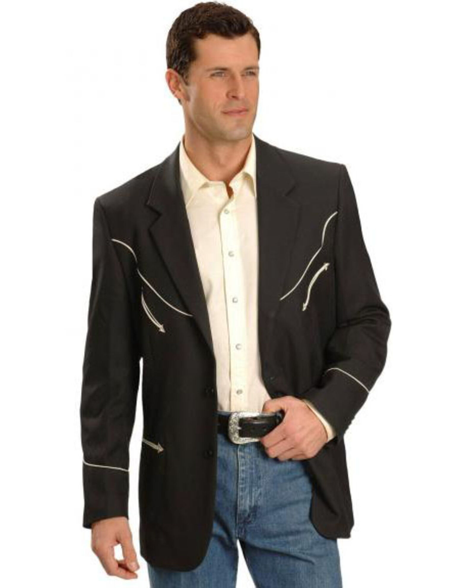 Image #1 - Scully Black Retro Western Jacket - Big and Tall, Black, hi-res