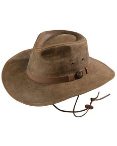 Outback Trading Co. Kodiak Leather Hat, Brown, hi-res