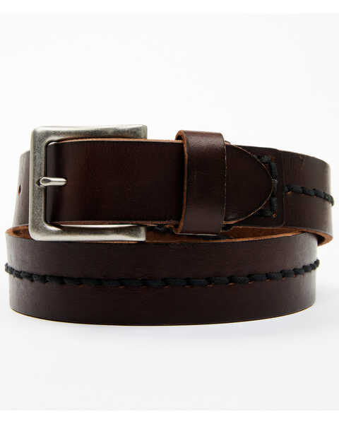 Brothers and Sons Men's Center Woven Detailed Belt , Brown, hi-res