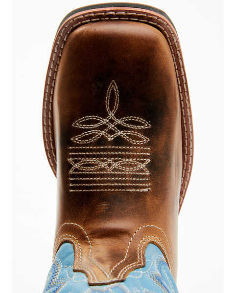 Image #6 - Laredo Women's Darla Embroidered Burnished Leather Western Performance Boots - Broad Square Toe, Light Blue, hi-res