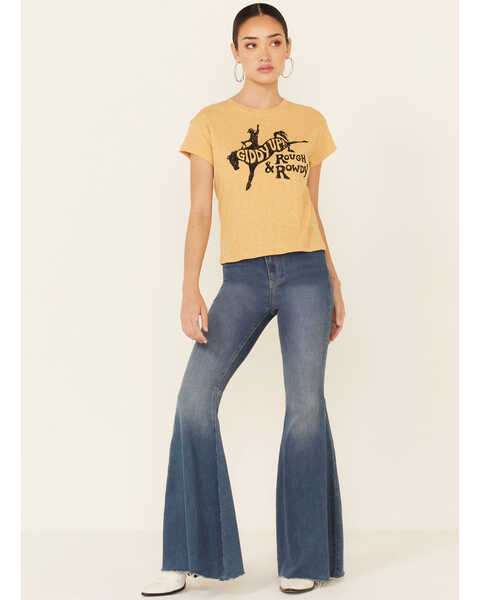 Image #2 - White Crow Women's Giddy Up Rough & Rowdy Graphic Short Sleeve Crop Tee , Dark Yellow, hi-res