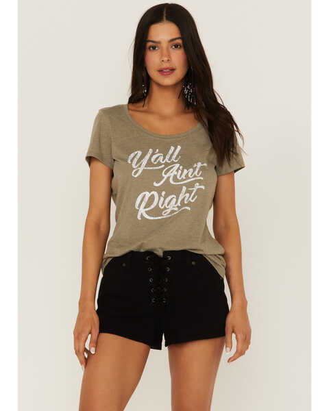 Idyllwind Women's Y'all Ain't Right Sage Graphic Tee, Sage, hi-res