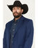 Image #2 - Panhandle Men's Tonal Plaid Print Slim Cut Sportcoat, Navy, hi-res