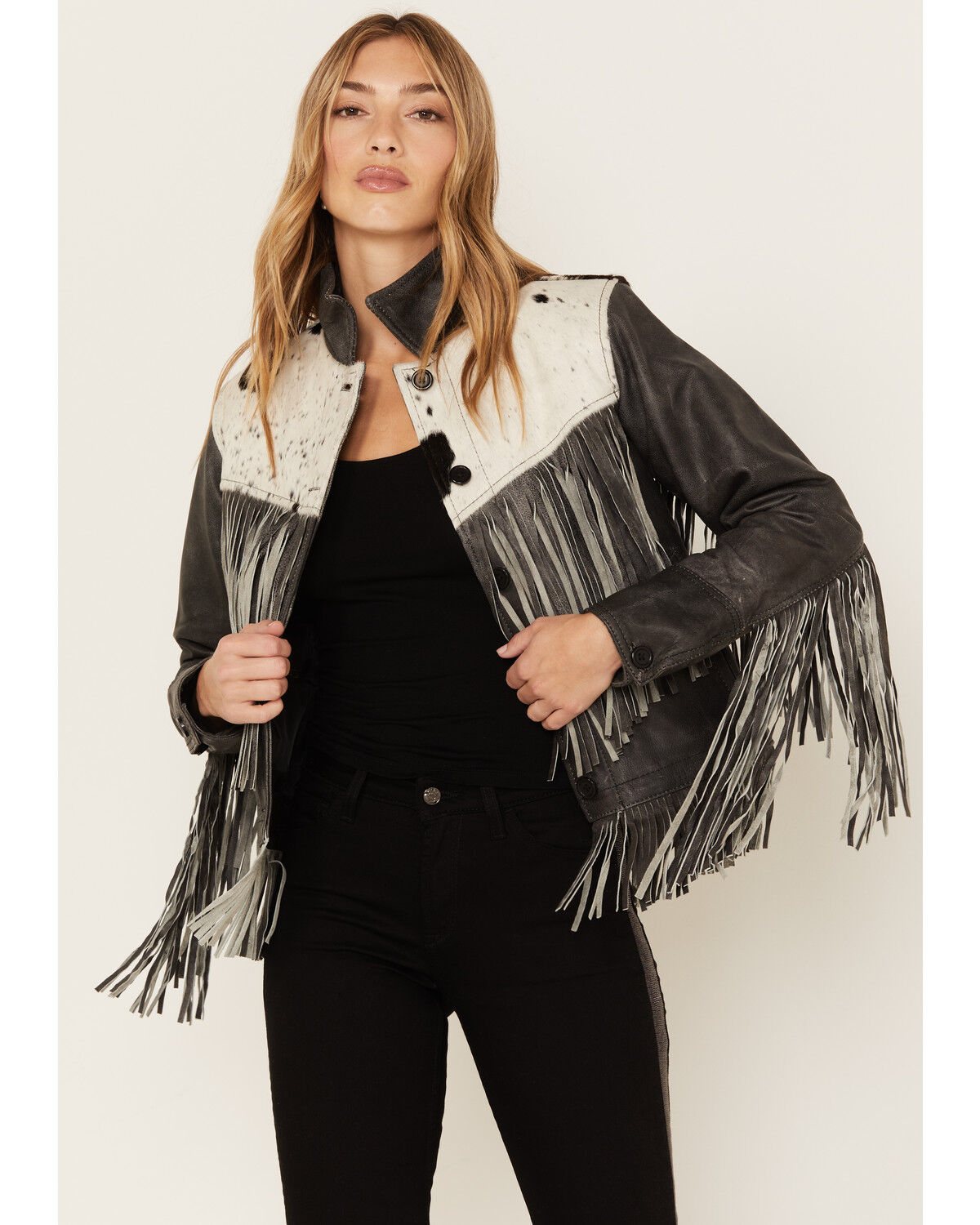 STS Ranchwear Women's Frontier Blackstone Cowhide and Fringe