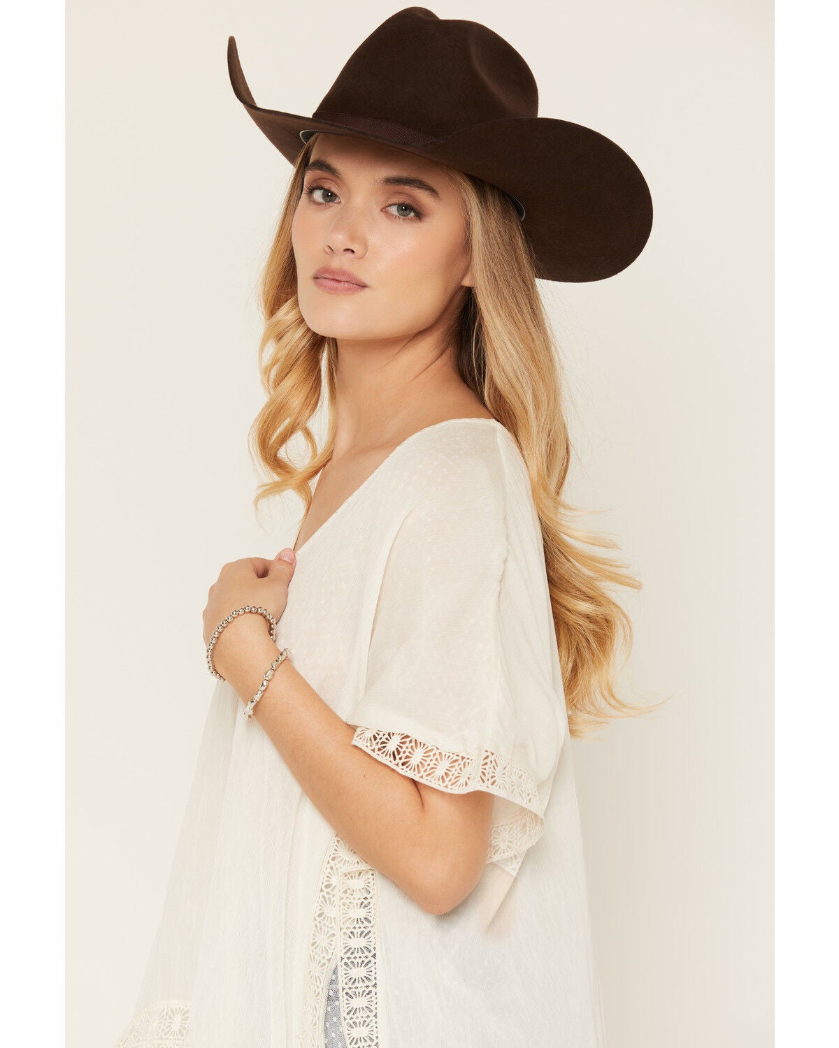 Image #4 - Shyanne Women's Fringe Lace Pullover Kimono, Ivory, hi-res