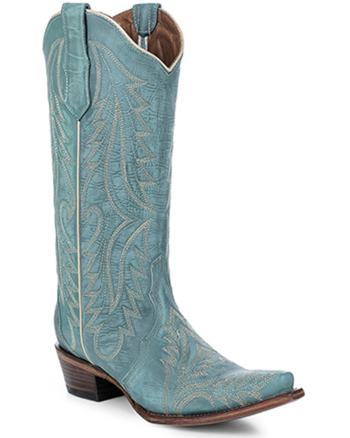 Image #1 - Circle G Women's Embroidered Tall Western Boots - Snip Toe, Turquoise, hi-res