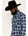 Image #2 - Wrangler Retro Men's Plaid Print Long Sleeve Snap Western Flannel Shirt , Blue, hi-res