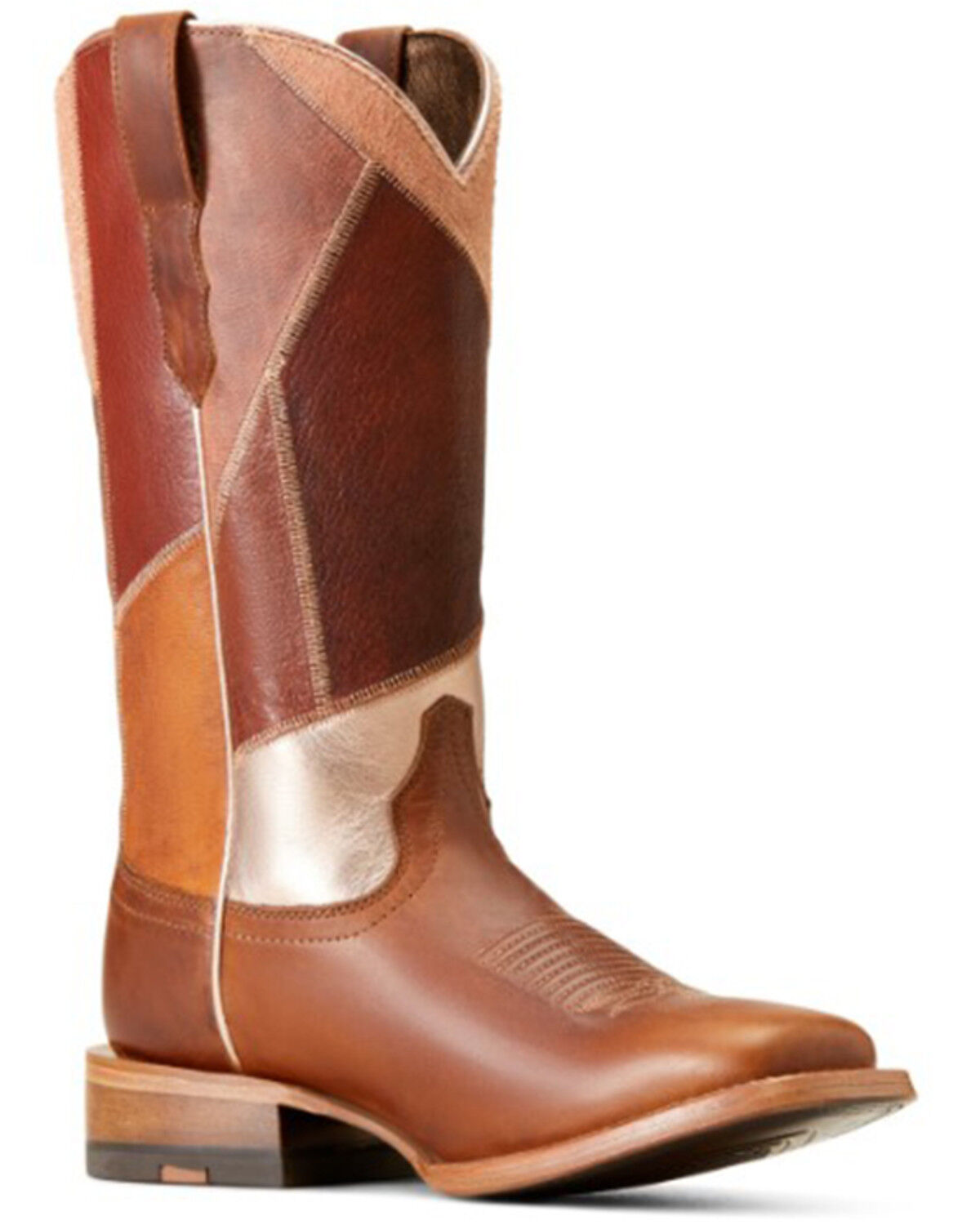 Image #1 - Ariat Women's Frontier Patchwork Western Boots - Broad Square Toe, Brown, hi-res