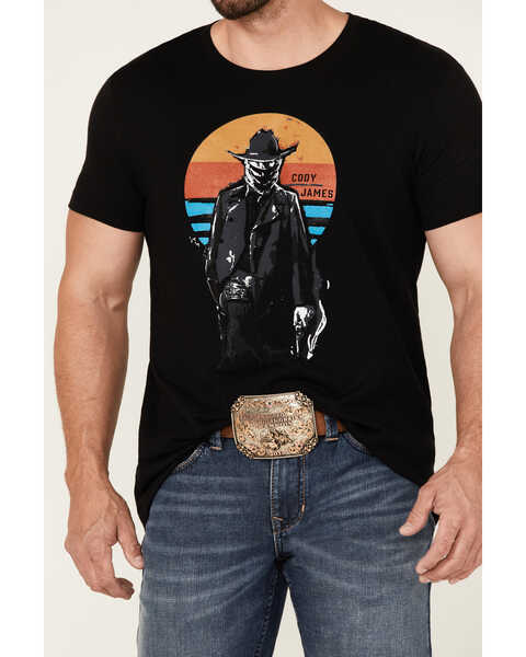 Image #3 - Cody James Men's Sunset Bandit Skull Graphic Short Sleeve T-Shirt , Black, hi-res