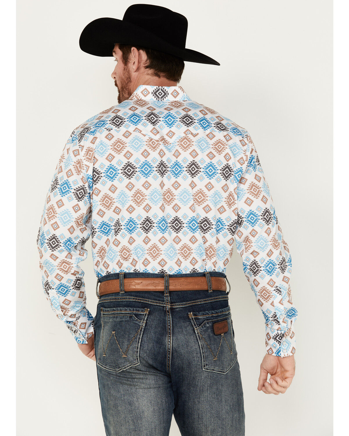 Image #4 - Rodeo Clothing Men's Southwestern Print Long Sleeve Pearl Snap Western Shirt, White, hi-res