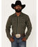 Image #1 - Cody James Men's Douglas Fir Plaid Print Long Sleeve Snap Western Shirt, Green, hi-res