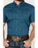 Image #3 - RANK 45® Men's Interlock Plains Abstract Geo Print Short Sleeve Button-Down Stretch Western Shirt, Medium Blue, hi-res