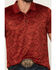 Image #3 - RANK 45® Men's Stock Tonal Southwestern Print Short Sleeve Button-Down Polo Shirt, Red, hi-res