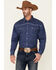 Image #1 - Cowboy Hardware Men's Arrow Geo Print Long Sleeve Pearl Snap Western Shirt , Blue, hi-res