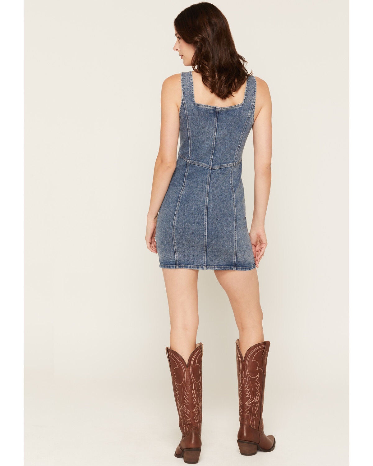 Image #4 - Blue B Women's Medium Wash Embroidered Denim Mini Dress, Medium Wash, hi-res