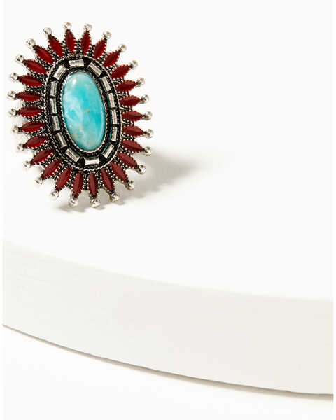 Idyllwind Women's Abbey Antique Concho Statement Ring , Red, hi-res