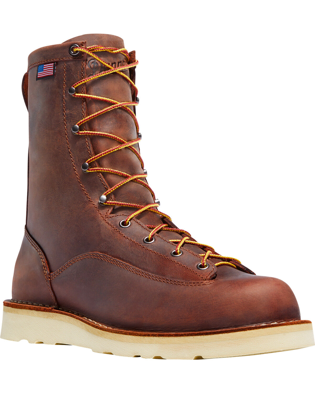 Image #1 - Danner Men's Bull Run 8" Work Boots - Plain Toe, Brown, hi-res