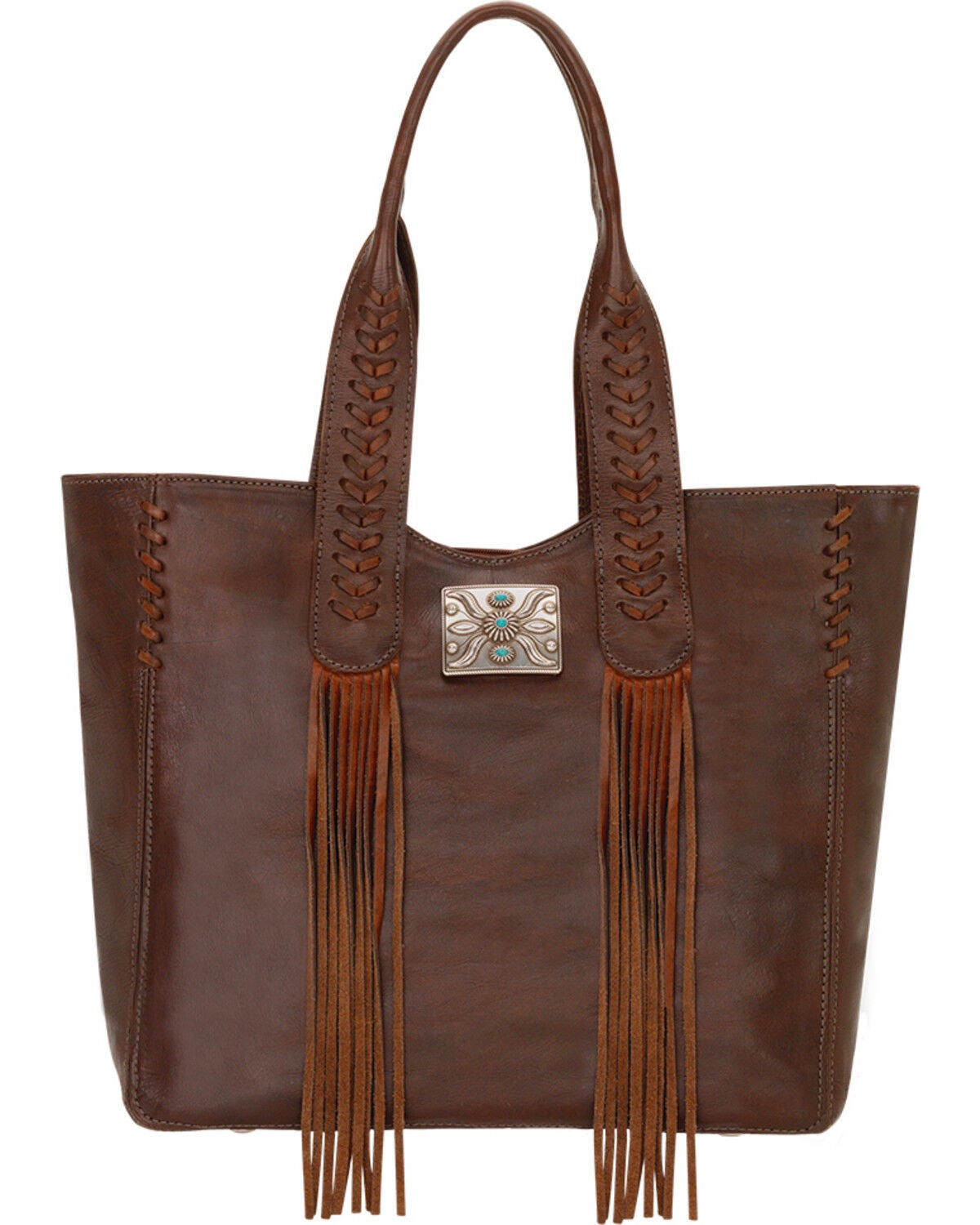 American West Chestnut Brown Mojave Canyon Large Zip Top Tote, Chestnut, hi-res