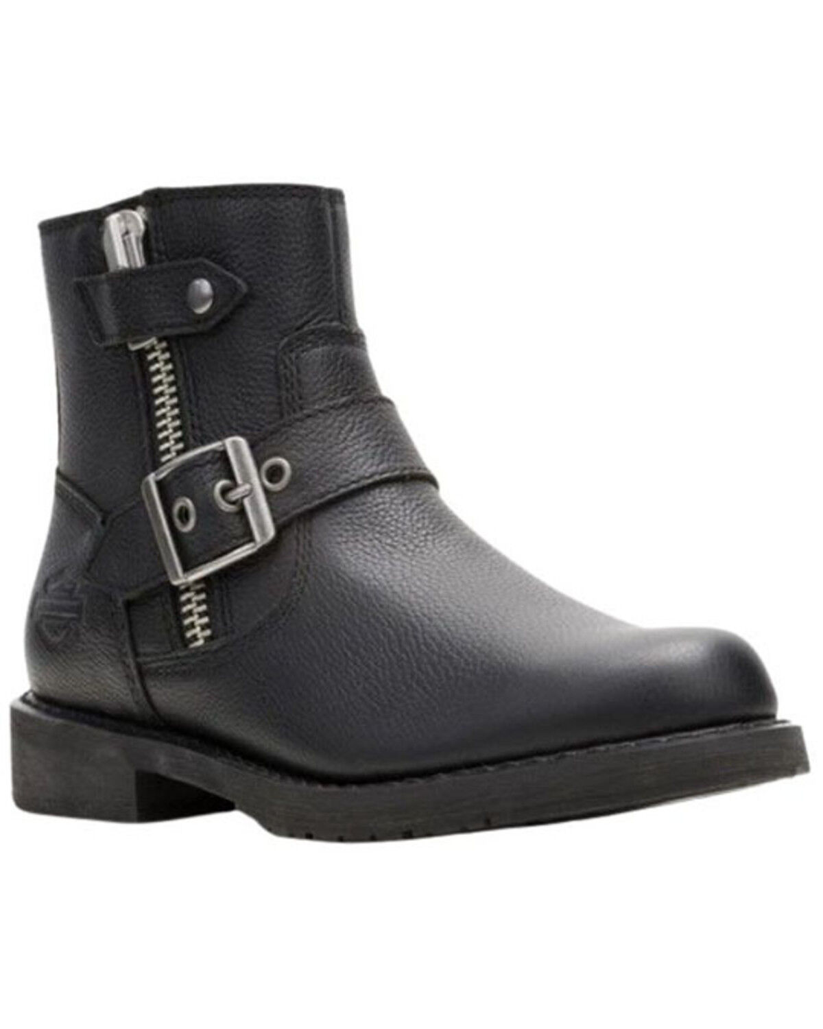 Image #1 - Harley Davidson Women's Addie Zip Motorcycle Boots - Round Toe, Black, hi-res