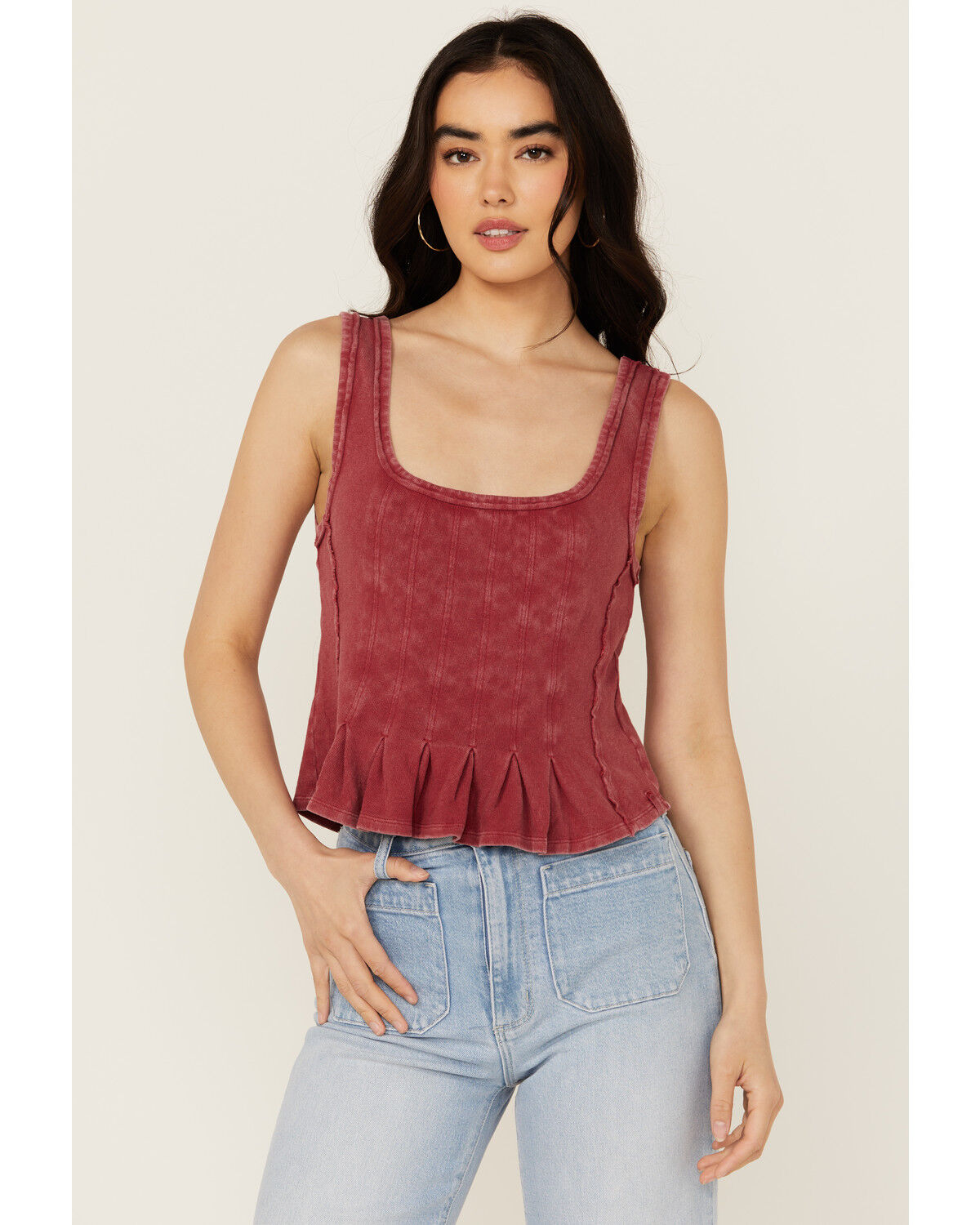 Image #1 - Free People Women's Roller Tank, Maroon, hi-res