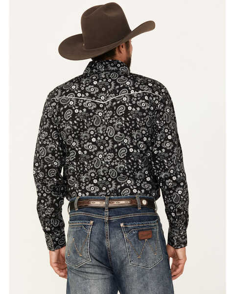 Image #4 - Cowboy Hardware Men's Mosaic Paisley Print Long Sleeve Snap Western Shirt, Black, hi-res