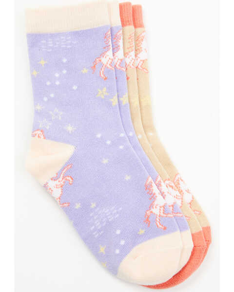 Image #1 - Shyanne Girls' Unicorn Crew Socks - 2-Pack, Cream, hi-res