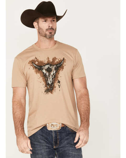 Cody James Men's Skull Card Short Sleeve Graphic T-Shirt, Beige/khaki, hi-res