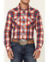 Rock & Roll Denim Men's Red Large Yarndye Plaid Long Sleeve Snap Western Shirt , Red, hi-res