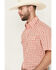 Image #2 - Wrangler Men's Plaid Print Short Sleeve Pearl Snap Western Shirt - Tall, Orange, hi-res
