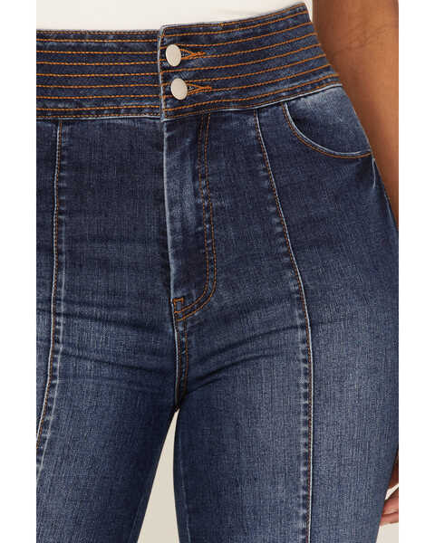 Image #2 - Flying Tomato Women's Seam Front Flare Jeans, Blue, hi-res