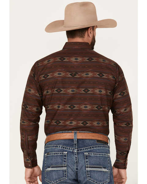Image #4 - Ely Walker Men's Southwestern Print Long Sleeve Snap Western Shirt, Burgundy, hi-res