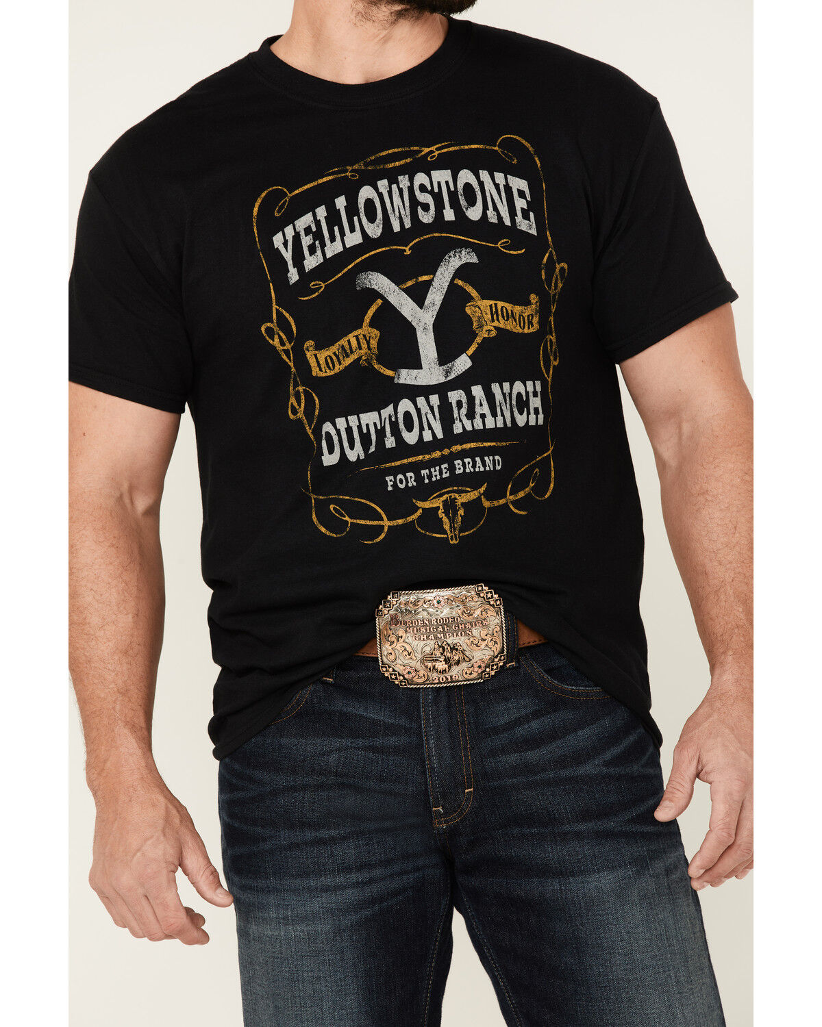 Image #3 - Paramount Network's Yellowstone Men's For The Brand Label Graphic Short Sleeve T-Shirt, Black, hi-res