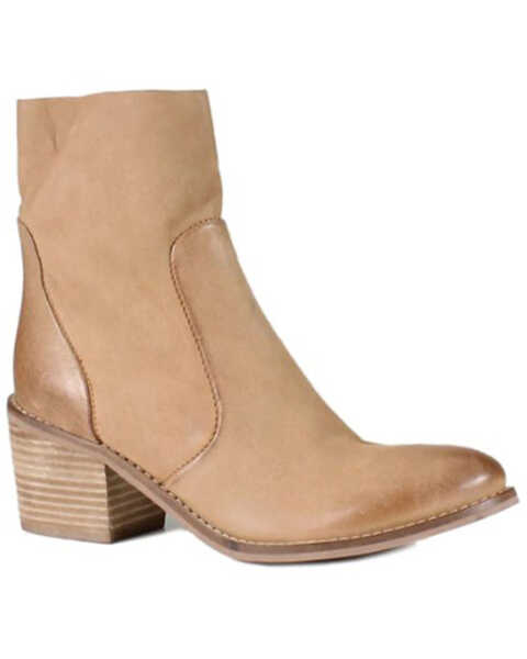 Diba True Women's Majes Tic Leather Western Booties - Round Toe, Tan, hi-res