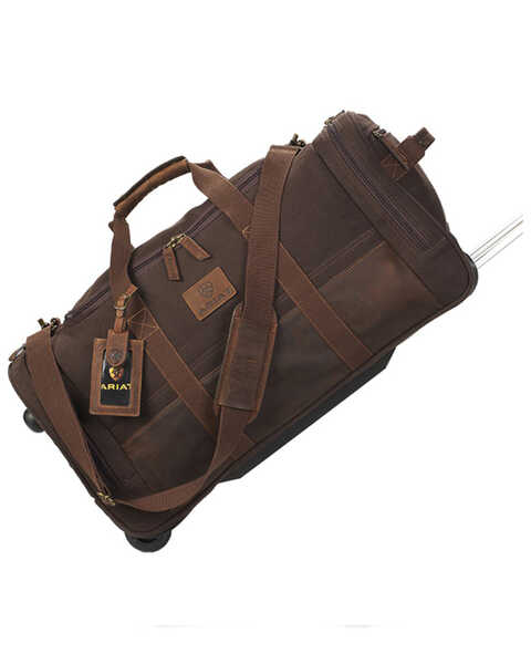 Ariat Western Retractile Handle Rolling Duffle Bag  , Brown, hi-res