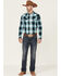 Image #2 - Cody James Men's Gateway Large Plaid Long Sleeve Snap Western Shirt , Navy, hi-res