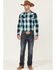 Cody James Men's Gateway Large Plaid Long Sleeve Snap Western Shirt , Navy, hi-res