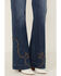 Image #2 - Rock & Roll Denim Women's Dark Wash Mid Rise Hem Stitched Trouser Stretch Denim Jeans, Dark Wash, hi-res