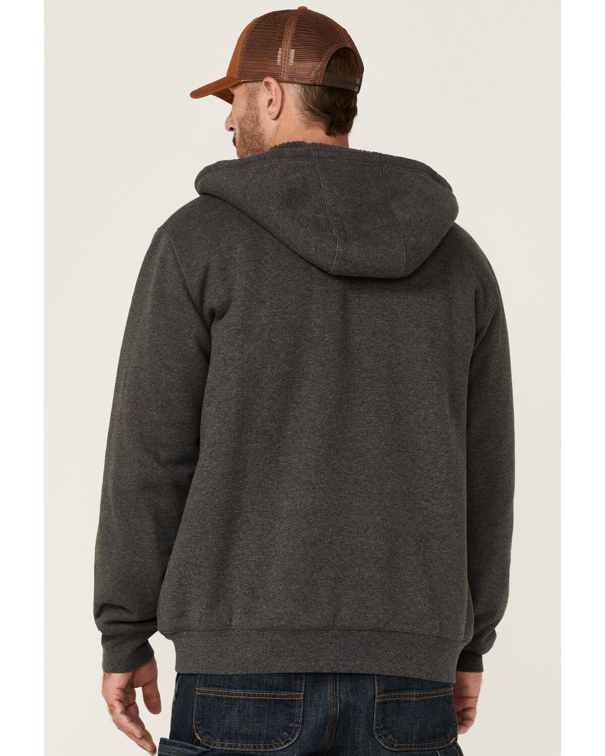 Image #4 - Hawx Men's Charcoal Sherpa-Lined Zip-Front Hooded Work Jacket, Charcoal, hi-res