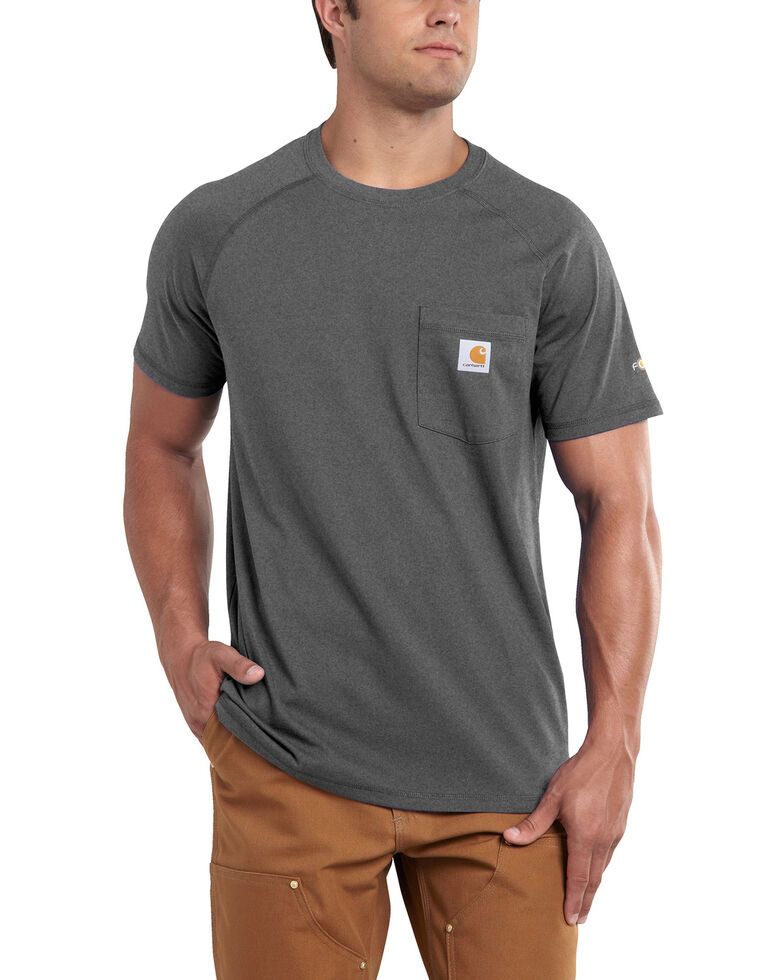 Carhartt Men's Force Cotton Short Sleeve Work Shirt - Big & Tall, Charcoal Grey, hi-res