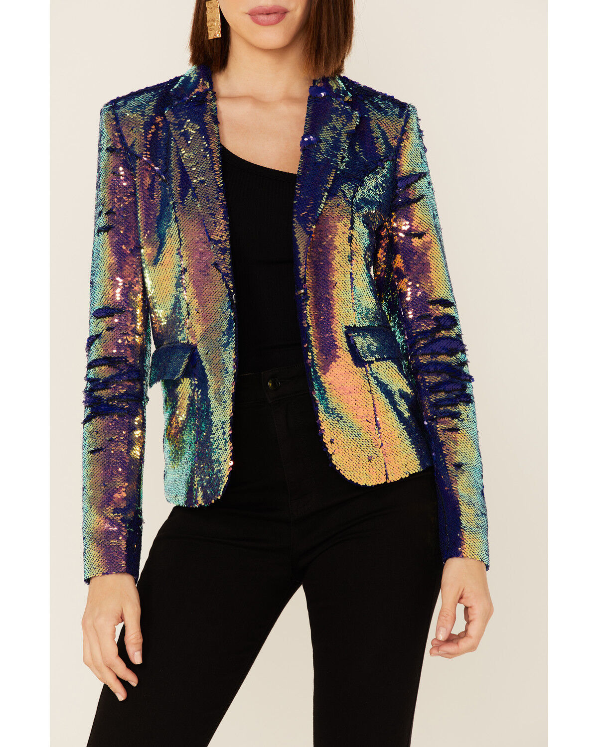 Image #4 - Any Old Iron Women's Oil Slick Sequin Blazer, Multi, hi-res