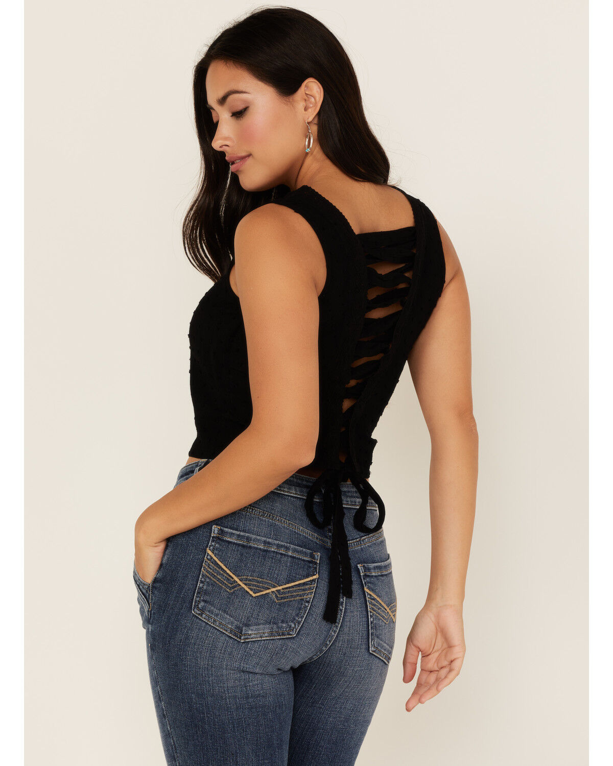Image #4 - Idyllwind Women's Quail Ridge Lace Back Sleeveless Top, Black, hi-res