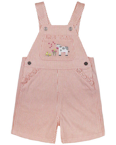 John Deere Toddler Girls' Railroad Striped Print Overalls , Pink, hi-res