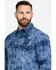 Image #5 - Rock & Roll Denim Men's Spray Washed Satin Plaid Long Sleeve Western Shirt, Blue, hi-res