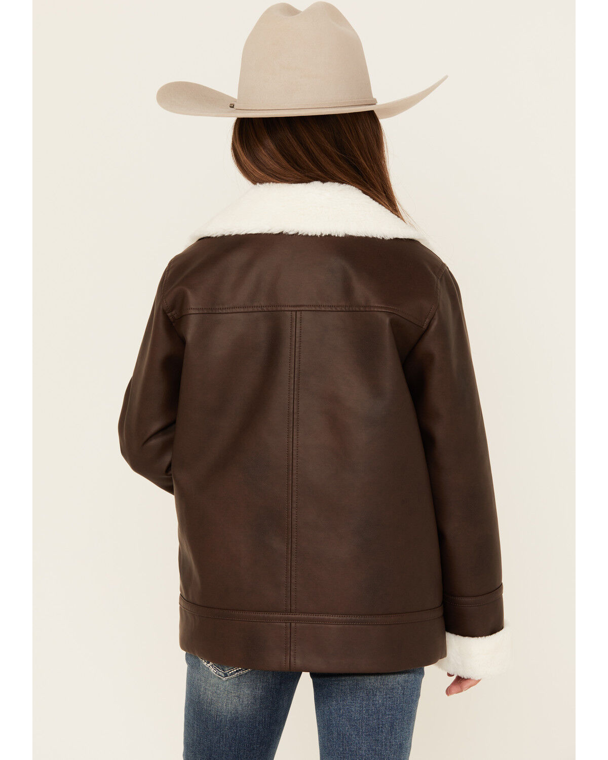 Image #4 - Urban Republic Little Girls' Bonded Sherpa Moto Jacket, Tan, hi-res