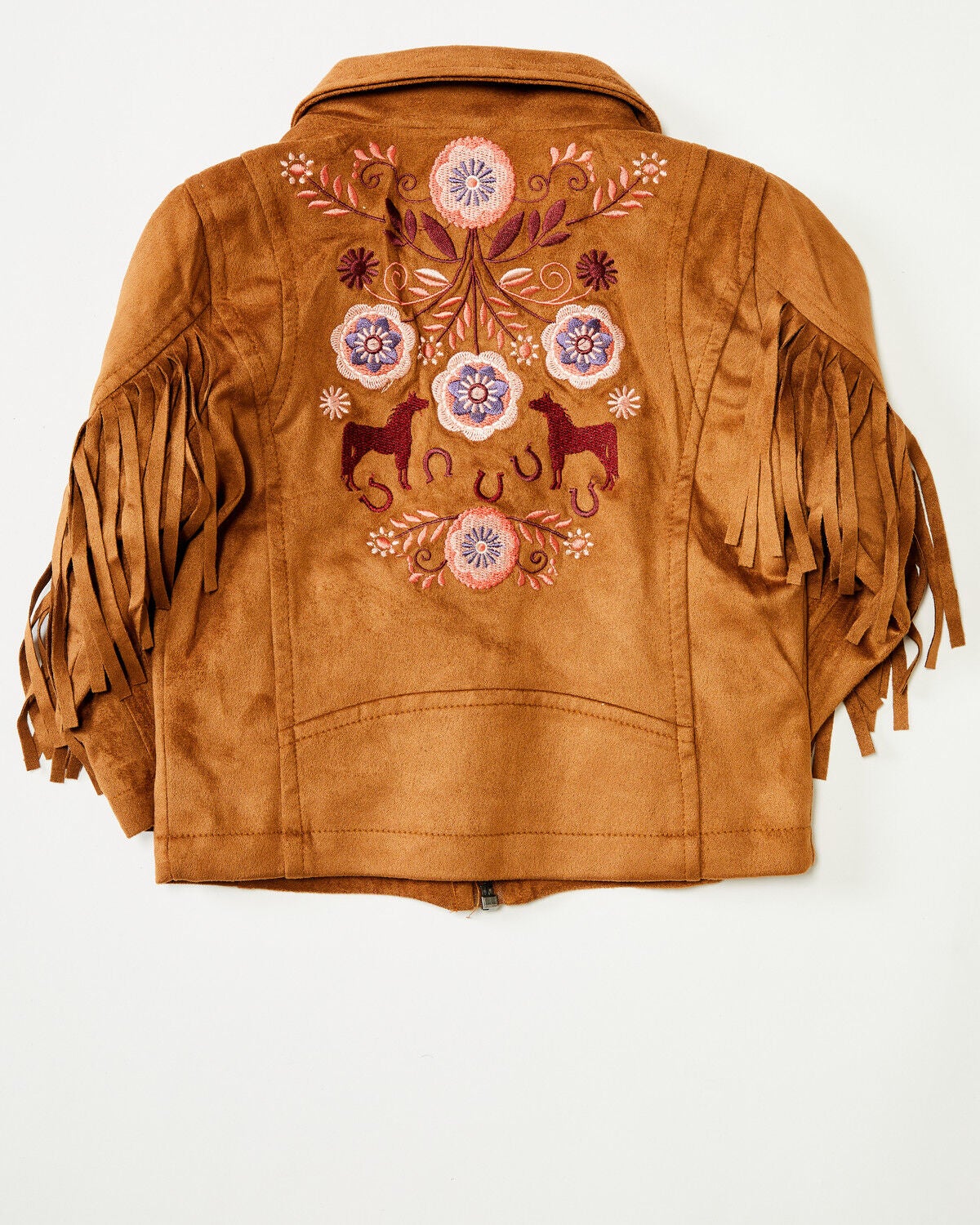 Fornia Toddler Girls' Horse Embroidered Fringe Jacket, Camel, hi-res