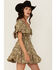Image #1 - Angie Women's Floral Print Smocked Waist Mini Dress, , hi-res