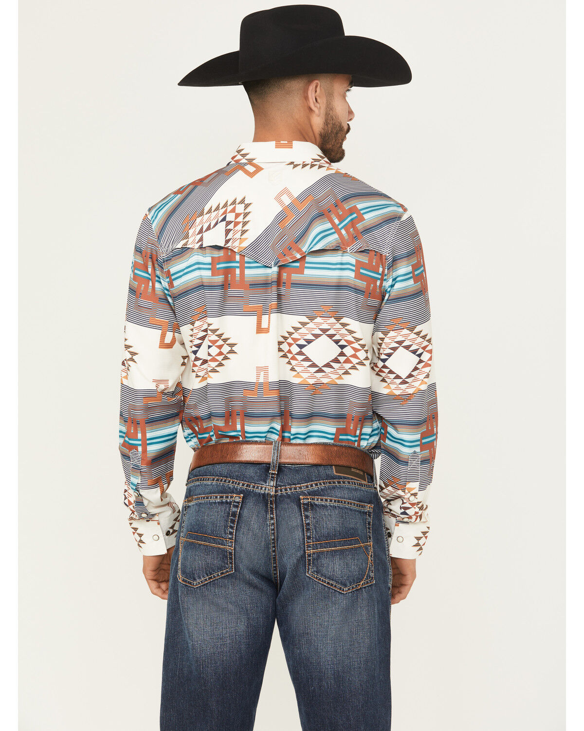 Image #4 - RANK 45® Men's Bodo Southwestern Print Long Sleeve Performance Western Shirt, Ivory, hi-res