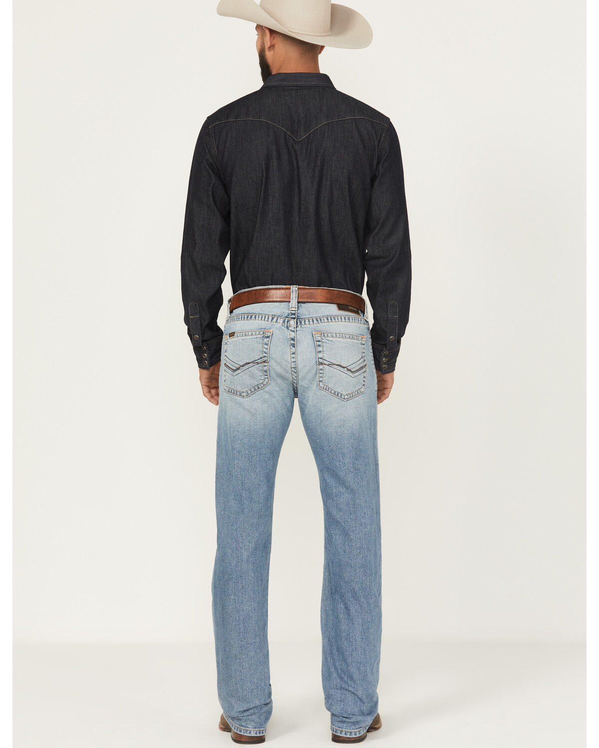 Image #3 - Ariat Men's M7 Cade Tustin Light Wash Slim Straight Stretch Denim Jeans, Light Wash, hi-res